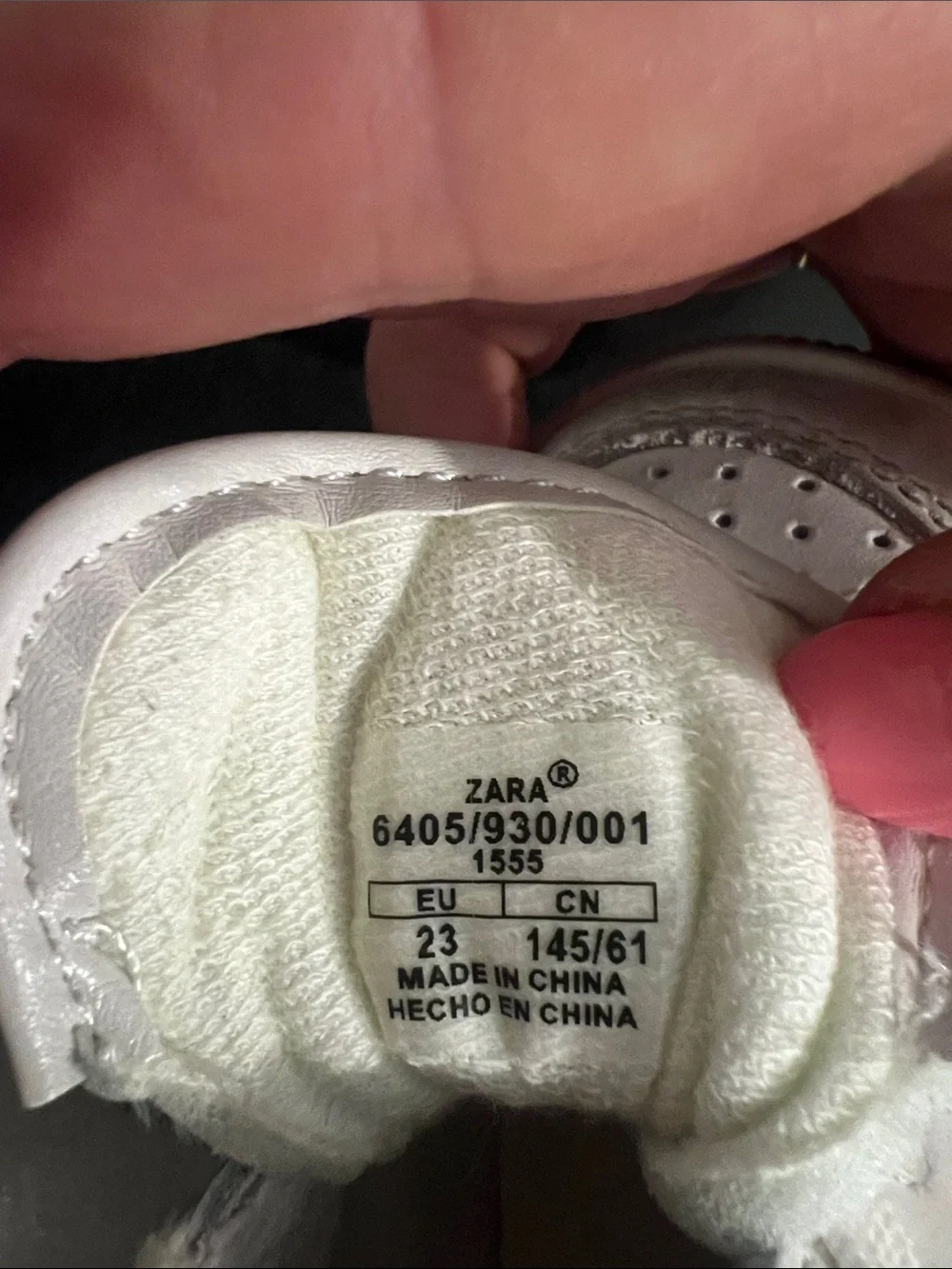 Zara Kids White Velcro & Elastic Lace Sneakers with Gum Sole